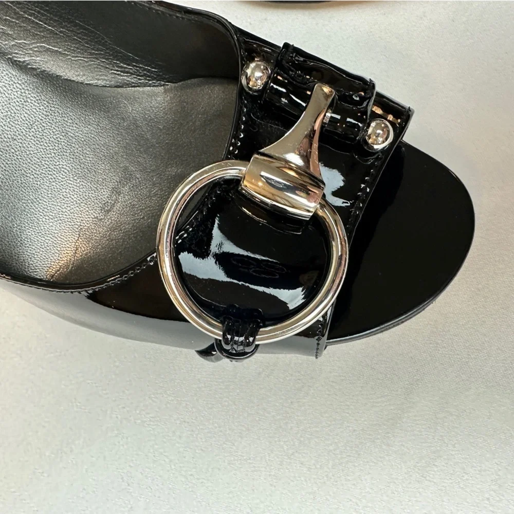 Stuart Weitzman Black Patent leather Wedges 8 - Picture 3 of 9